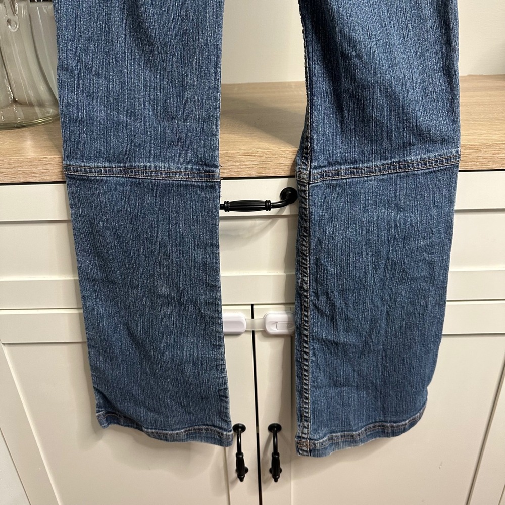 Vintage Y2K Karl Kani Flare Jeans Womens 28 Blue Knee Pocket Utility Streetwear - Picture 10 of 16